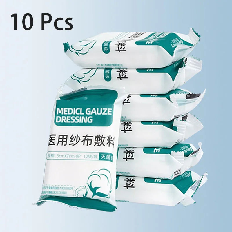 10/400pcs Sterile Medical Gauze Block Combat Hemostatic Wound Dressing Sterile Medical Gauze Pad Wound Care Supplies